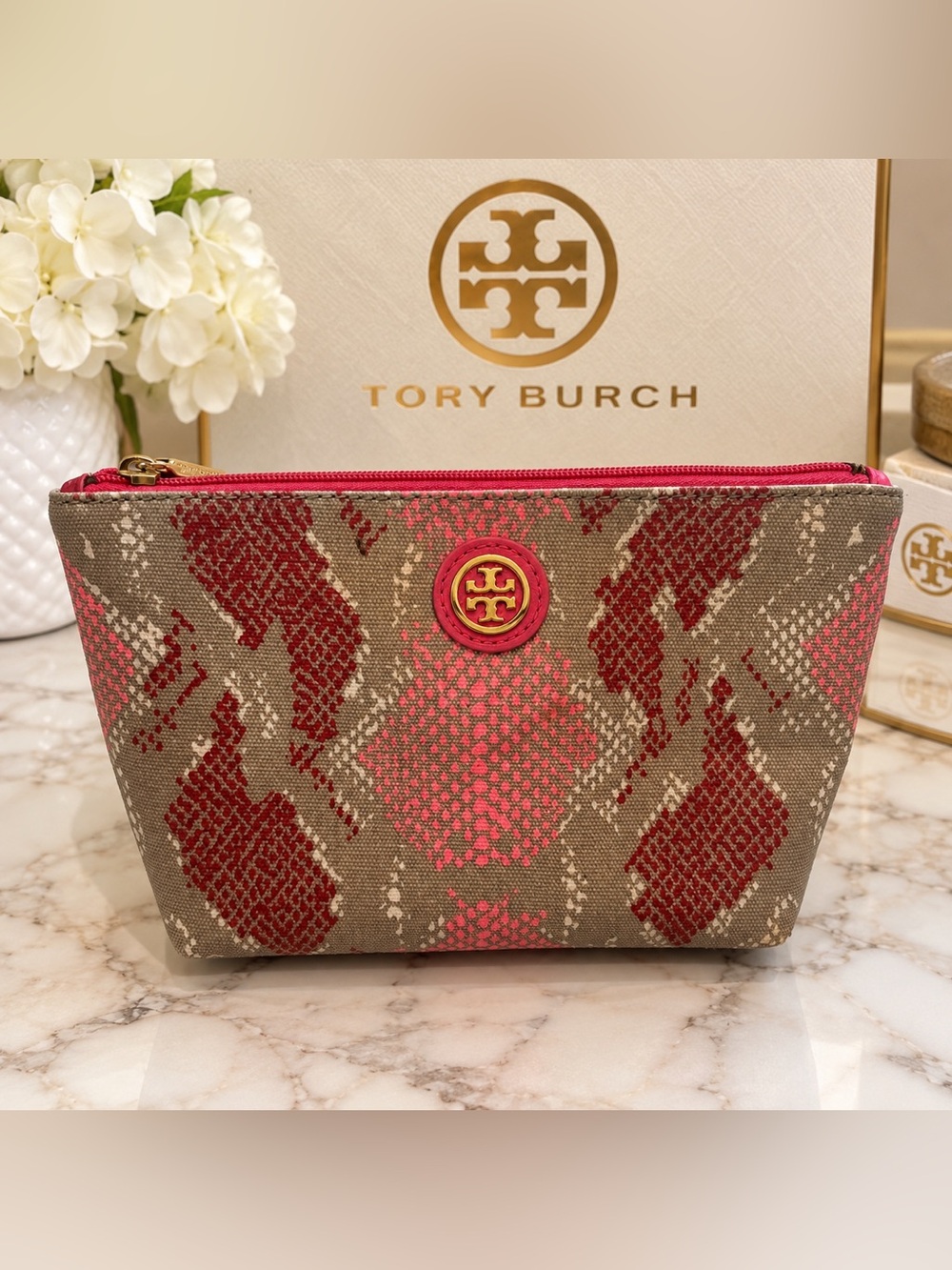 Tory Burch Printed Cosmetic Makeup Pouch